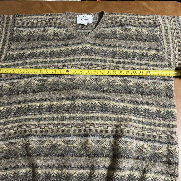 Vintage Avoca Collection Pure New Wool Irish Knit Sweater Brown XL Ireland - Picture 5 of 6